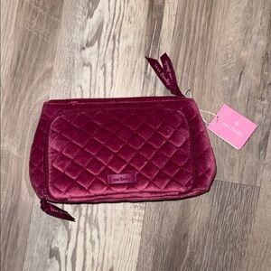 Vera Bradley Quilted Velvet Cosmetic Pouch in Berry